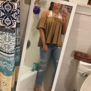 off the shoulder sleeved top! Worn once!!